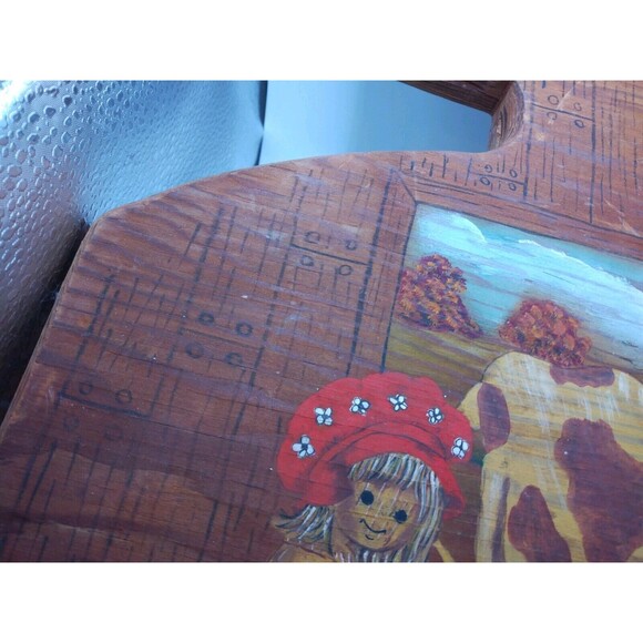 Vintage MCM Hand Painted Wood Wall Hanging, Farmhouse Country, Cow, Milk 1970's - Picture 6 of 9